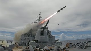 Royal Australian Navy live fire exercise SINKEX at RIMPAC 2020 [upl. by Idelia]