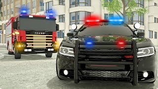 Police Car Lucas Tyre Stuck in Resin  Wheel City Heroes WCH 3D Cartoon for Kids [upl. by Ahsinad186]