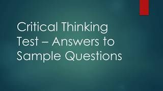 Critical Thinking Test  Answers to Sample Questions [upl. by Atiroc]