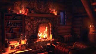 Wood Cabin Ambience  Heavy Blizzard Sounds for Sleep Relaxation amp Study with Fireplace Sounds [upl. by Ymassej]