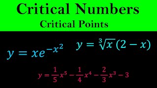 Finding Critical Numbers  Critical Points  Calculus [upl. by Enelad564]