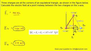 Three charges are at the corners of an equilateral triangle as shown in the figure below Calculate [upl. by Nawaj]