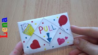 Überraschungskarte Geburtstag Umschlag basteln Emoji PullTab Origami envelope💚Surprise Birthday Card [upl. by Animlehliw]