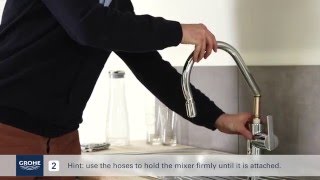 Install a GROHE single lever kitchen mixer with pullout mixer spout [upl. by Folly]