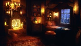 Cozy Winter Ambience  Blizzard Heavy Snowstorm Wind Sounds and Fireplace for Relaxation [upl. by Assel994]