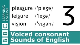 English Pronunciation 👄 Voiced Consonant  ʒ  pleasure leisure and vision [upl. by Gnues]