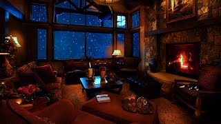 Blizzard Sounds for Sleep In a Soothing Room  Snowstorm Sounds with Fireplace Crackling And A Cat [upl. by Arvid]