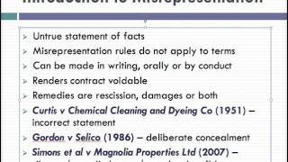 Misrepresentation Lecture 1 of 4 [upl. by Brennan]