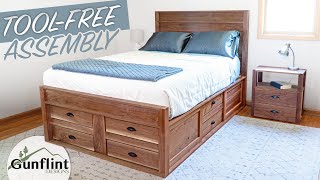 Platform Bed With TONS of Storage  Woodworking Project [upl. by Galina]