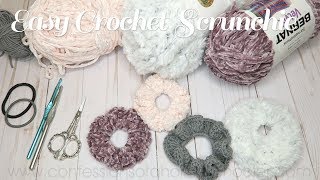 EASY CROCHET DIY Scrunchie  BEGINNER TUTORIAL [upl. by Greta257]