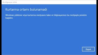 KURTARMA ORTAMI BULUNAMADI  WINDOWS 10 SIFIRLAMA HATASI  ÇOZUM VİDEOSU 💻 [upl. by Ennobe]