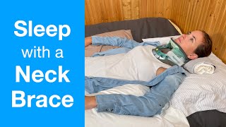 How to Sleep with Neck Brace  Miami J and Aspen Vista Cervical Collar [upl. by Ettenal524]